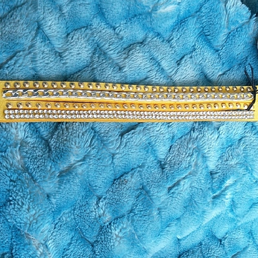 Rhinestone Trim Yellow Wrap Bracelet - Women Accessories